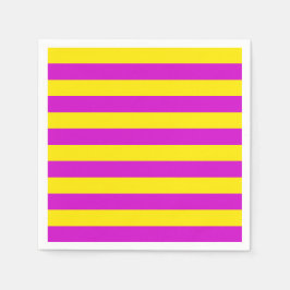紫と黄のストライプデザイン スタンダードカクテルナプキン