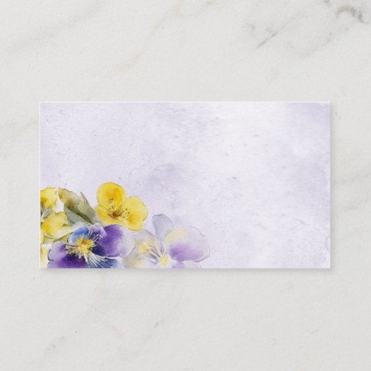 紫と黄のフローラモダン結婚の プレイスカード (裏面)