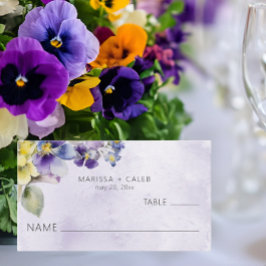 紫と黄のフローラモダン結婚の プレイスカード