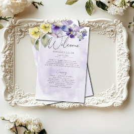 紫と黄のフローラモダン結婚式 プログラム