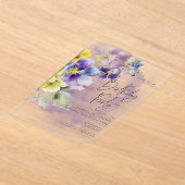 紫と黄のフローラモダン誕生日 アクリル招待状 (レイダウン)