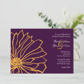 紫と黄のフローラ結婚式招待状 招待状 (スタンド正面)