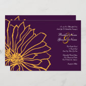 紫と黄のフローラ結婚式招待状 招待状 (正面/裏面)