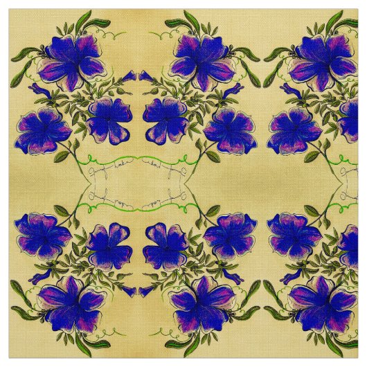 紫と黄のフローラ ファブリック (見本)