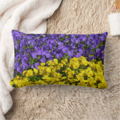 紫と黄のヴィオラカラフルフローラ ランバークッション (ブランケット)