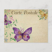 紫と黄のヴィンテージ蝶 ポストカード (正面)