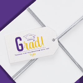 紫と黄の卒業式キャップパーティーの好意 ギフトタグ