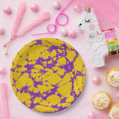 紫と黄の絞り染め ペーパープレート (パーティー)