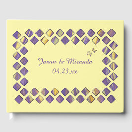 紫と黄の蝶の結婚ゲストブック ゲストブック