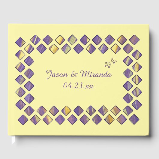紫と黄の蝶の結婚ゲストブック ゲストブック (正面)