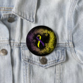 紫と黄の認識度リボングランジハート 缶バッジ (インサイチュ)