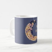 紫と黄色のお月様と花 コーヒーマグカップ (正面左)
