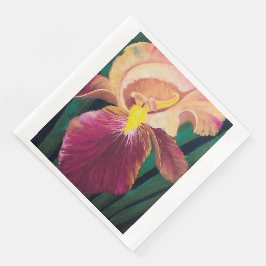 紫と黄色のアイリスナプキン (コーナー)