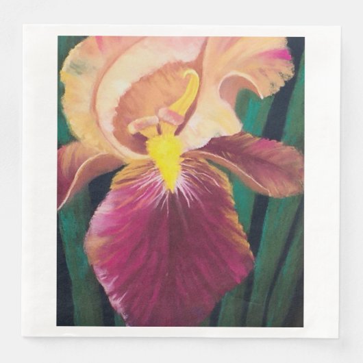紫と黄色のアイリスナプキン (正面)