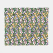 紫と黄色のアイリス / 花柄 大判 フリースブランケット (正面(横))