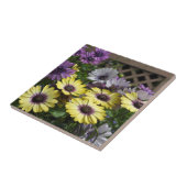 紫と黄色のアフリカデイジーのタイル五徳 タイル (側面)