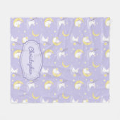 紫と黄色のキュットバニー（月の星） フリースブランケット (正面(横))