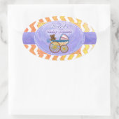 紫と黄色のシェブロンカスタムの赤ちゃんシャワー 楕円形シール (バッグ)