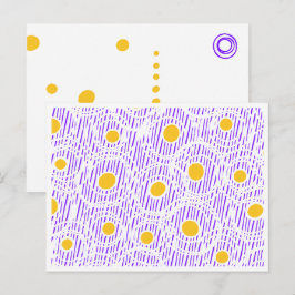 紫と黄色のストライプテンプレート&ドット ポストカード
