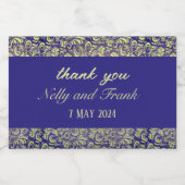 紫と黄色のダマスクの結婚式 スパークリングワインラベル (シングルラベル)