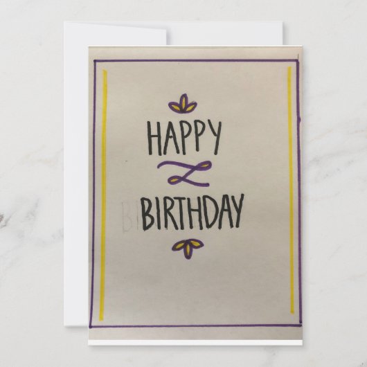 紫と黄色のハッピーバースデーカード 招待状 (正面)