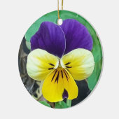 紫と黄色のパンジーのセラミック装飾 セラミックオーナメント (左)
