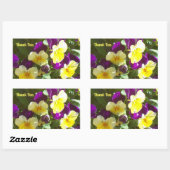 紫と黄色のパンジーの写真ありがとう 長方形シール (シート)