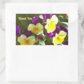 紫と黄色のパンジーの写真ありがとう 長方形シール (バッグ)