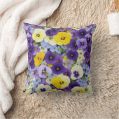 紫と黄色のパンジーの花 クッション (ブランケット)