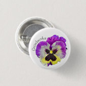 紫と黄色のパンジーカスタム 缶バッジ (正面&裏面)