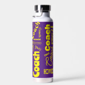 紫と黄色のパーソナライズされたコーチギフトネームアート ウォーターボトル (右面)