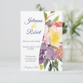 紫と黄色のフローラ予算結婚額 招待状 (スタンド正面)