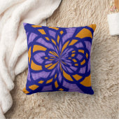 紫と黄色のモザイク抽象芸術アート クッション (ブランケット)