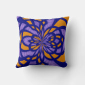 紫と黄色のモザイク抽象芸術アート クッション (裏面)