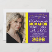 紫と黄色のモダン卒業写真招待状 招待状 (正面)