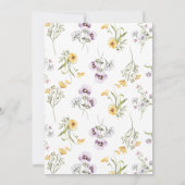 紫と黄色のワイルドフラワーのブーケ 1歳の誕生日 招待状 (裏面)