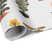 紫と黄色の乾燥プレス花クリスマスツリー ラッピングペーパー (ロールコーナー)