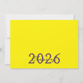 紫と黄色の写真フィルムストリップのグラード発表 招待状 (裏面)