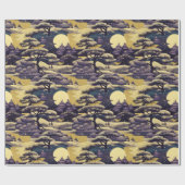 紫と黄色の国日本の側のシーン ラッピングペーパー (フラット)