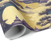 紫と黄色の国日本の側のシーン ラッピングペーパー (ロールコーナー)