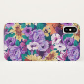 紫と黄色の夏の花のコラージュのパターン Case-Mate iPhoneケース (裏面(横))