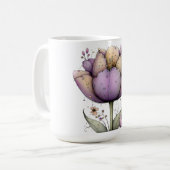 紫と黄色の春の花 コーヒーマグ コーヒーマグカップ (正面左)