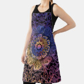 紫と黄色の曼荼羅：手描きデザイン エプロン (インサイチュ)