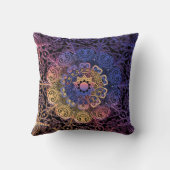 紫と黄色の曼荼羅：手描きデザイン クッション (裏面)
