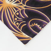 紫と黄色の曼荼羅：手描きデザイン フリースブランケット (角)