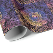 紫と黄色の曼荼羅：手描きデザイン ラッピングペーパー (ロールコーナー)