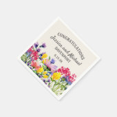紫と黄色の水彩野の花の結婚式 スタンダードカクテルナプキン (角)