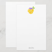 紫と黄色の水色パンジー 便箋 (正面/裏面)