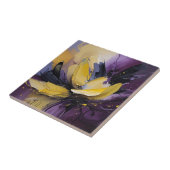 紫と黄色の渦巻き抽象芸術花 タイル (側面)