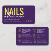 紫と黄色の爪、 ネイルアフターケアカード 名刺 (正面/裏面)
